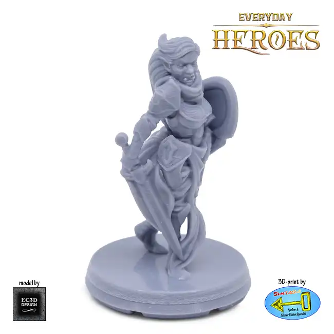 Female Half-Orc Paladin (Everyday Heroes 3D print, resin) - Afbeelding 3
