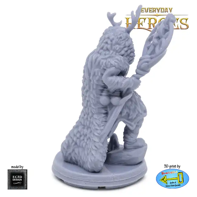 Male Human Druid (Everyday Heroes 3D print, resin) - Afbeelding 3