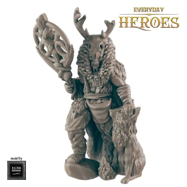 Male Human Druid (Everyday Heroes 3D print, resin) - Afbeelding 4
