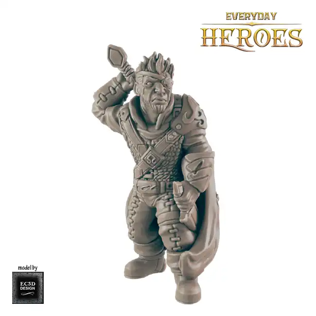 Male Human Hunter 1 (Everyday Heroes 3D print, resin) - Afbeelding 4