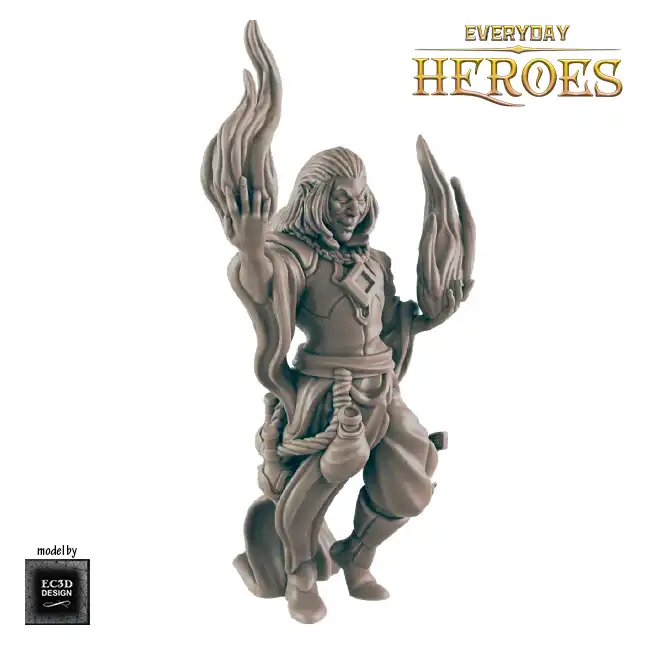 Male Elf Warlock (Everyday Heroes 3D print, resin) - Afbeelding 3