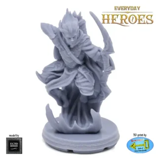 Aerial Male Elf Ranger (Everyday Heroes 3D print, resin)