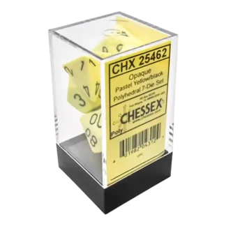 Dice Set: Opaque Pastel Yellow with Black Polyhedral (7)