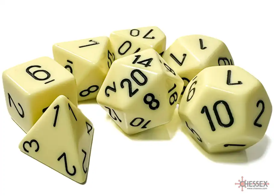 Dice Set: Opaque Pastel Yellow with Black Polyhedral (7) - Afbeelding 3
