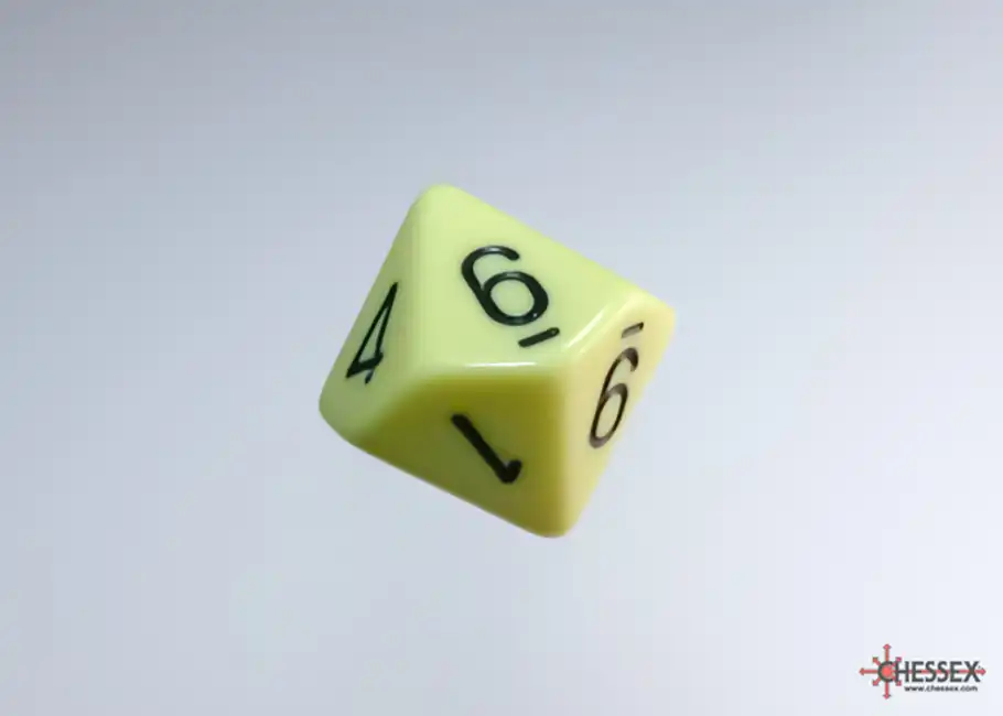 Dice Set: Opaque Pastel Yellow with Black Polyhedral (7) - Afbeelding 7