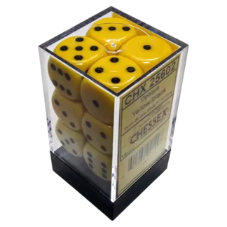 Dice Block Opaque Yellow with Black, 16mm (12 x D6)