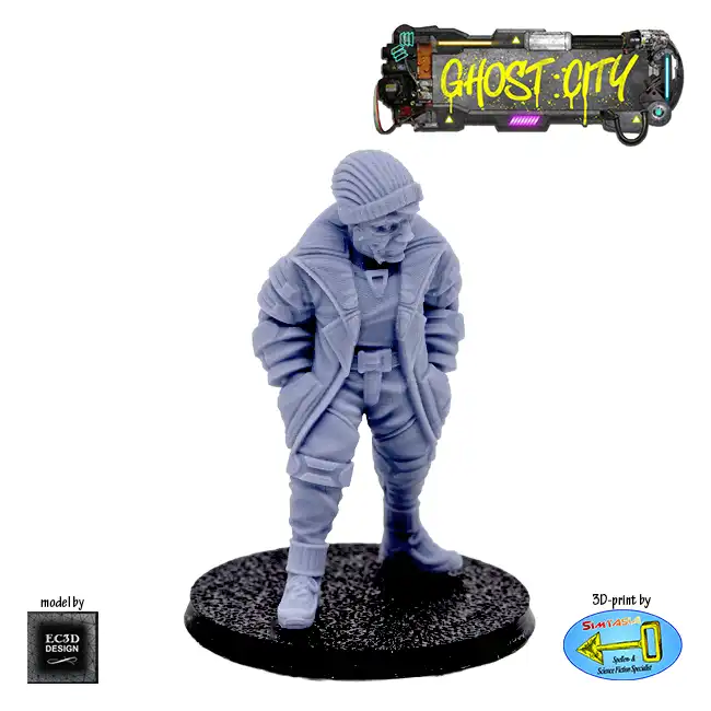 Male 'Beanie' Civillian (Ghost City 3D print, resin)