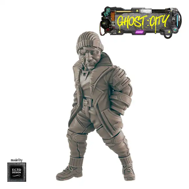Male 'Beanie' Civillian (Ghost City 3D print, resin) - Afbeelding 4