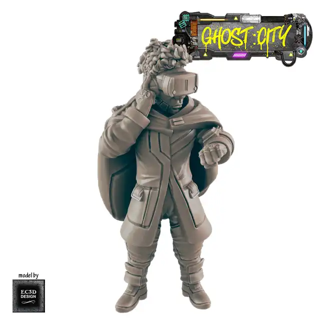 Male Net Jammer (Cloaker) (Ghost City 3D print, resin) - Afbeelding 4