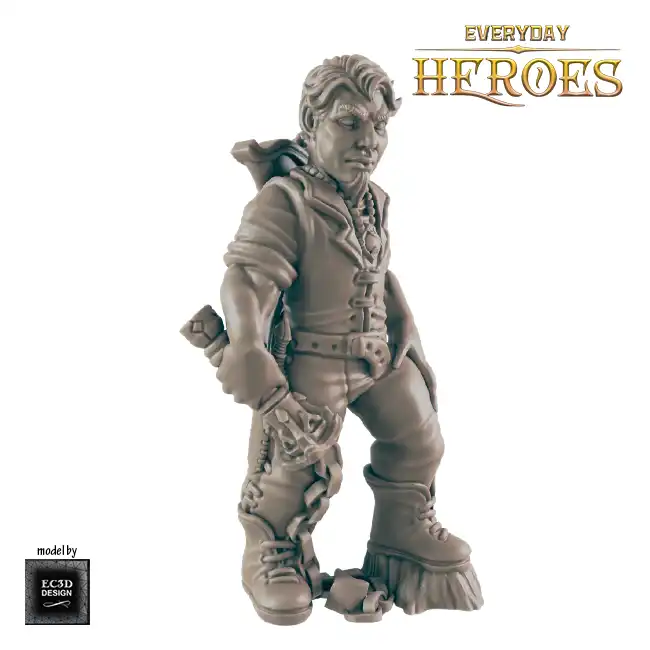 Male Human Hunter 2 (Everyday Heroes 3D print, resin) - Afbeelding 4