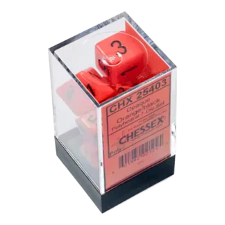 Dice Set: Opaque Orange with Black Polyhedral (7)
