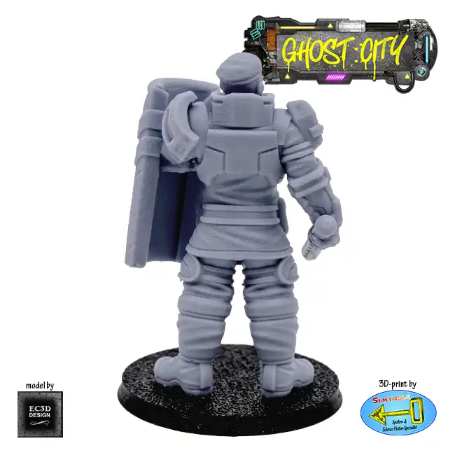 Male Riot Cop (no helmet) (Ghost City 3D print, resin) - Afbeelding 3