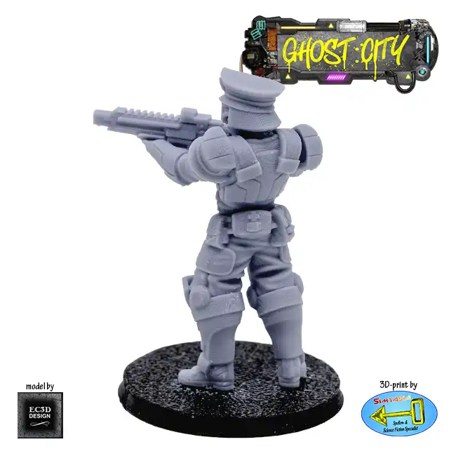 Tactical Officer (Male Officer 1) (Ghost City 3D print, resin) - Afbeelding 3