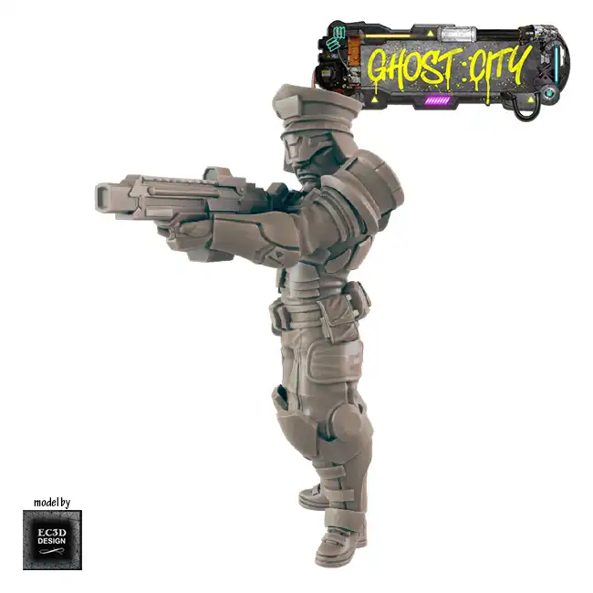 Tactical Officer (Male Officer 1) (Ghost City 3D print, resin) - Afbeelding 4