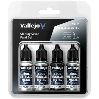 Sterling Silver, True Metallic Metal Paint Set (4x18 ml)