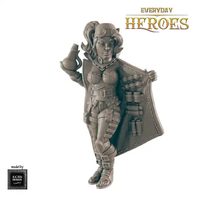 Female Human Alchemist (Everyday Heroes 3D print, resin) - Afbeelding 3