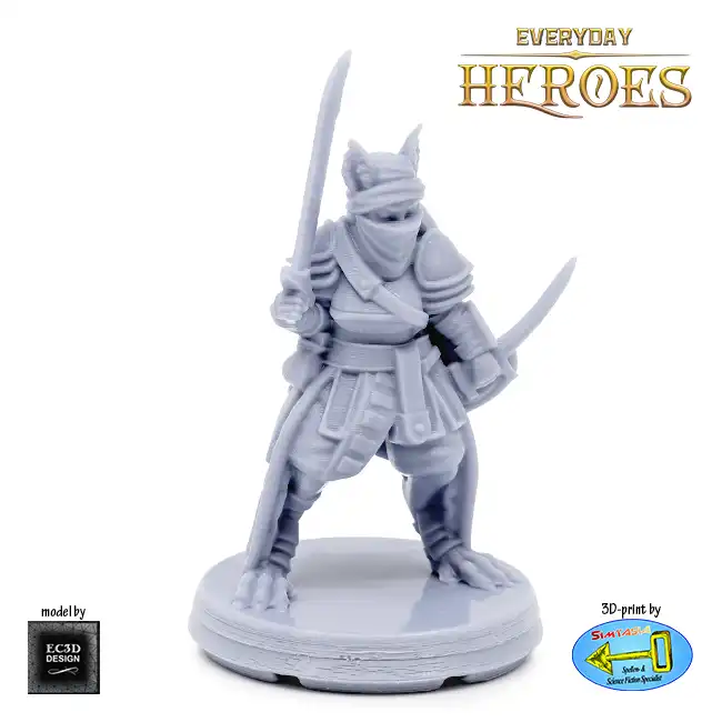 Female Catfolk Assassin (Everyday Heroes 3D print, resin)