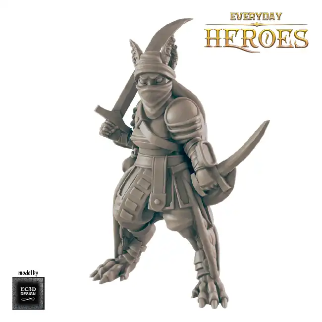 Female Catfolk Assassin (Everyday Heroes 3D print, resin) - Afbeelding 3