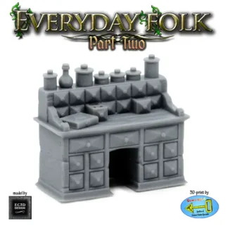 Apothecary Desk (Everyday Folk 2 3D print, resin)