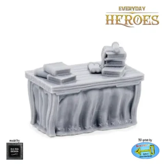 Table with books (Everyday Heroes 3D print, resin)