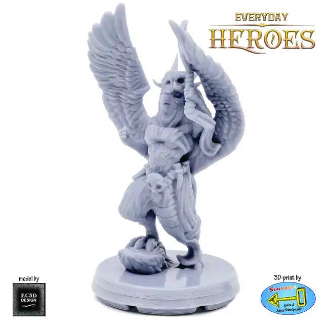 Female Birdkin Fighter (Everyday Heroes 3D print, resin) - Afbeelding 3