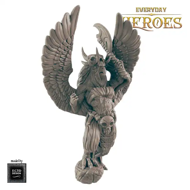 Female Birdkin Fighter (Everyday Heroes 3D print, resin) - Afbeelding 4