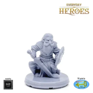 Male Dwarf Paladin (Everyday Heroes 3D print, resin)