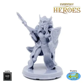 Female Human Paladin (Everyday Heroes 3D print, resin)
