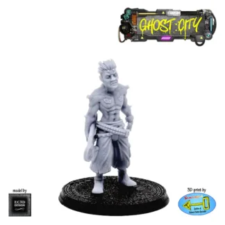 Teen Punk with Hoverboard (Ghost City 3D print, resin)