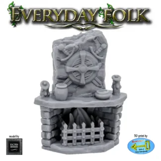 Tavern: Fireplace (Everyday Folk 3D print, resin)