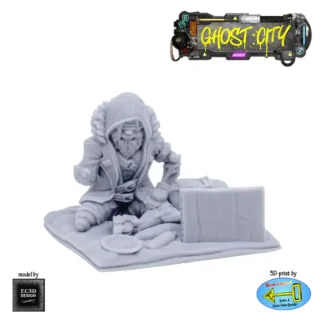 The Lost Vet - on blanket (Ghost City 3D print, resin)