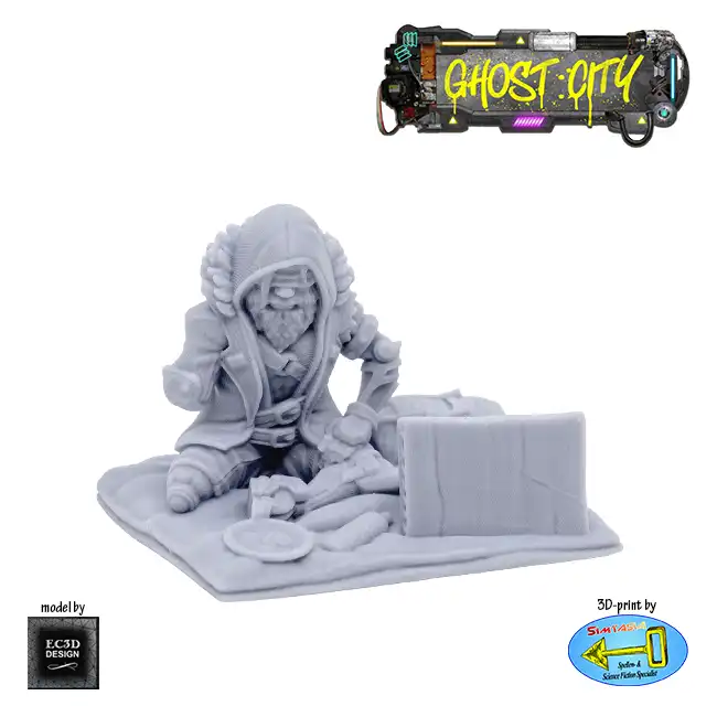 The Lost Vet - on blanket (Ghost City 3D print, resin)