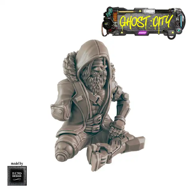 Homeless Vet (Ghost City 3D print, resin) - Afbeelding 3