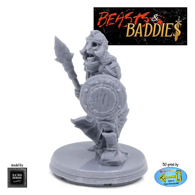 Skeleton with Spear (Beasts & Baddies V2, 3D print, resin) - Afbeelding 2