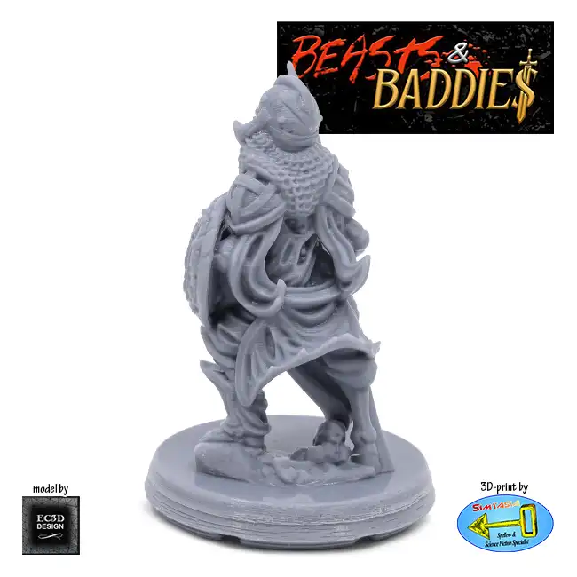 Skeleton with Spear (Beasts & Baddies V2, 3D print, resin) - Afbeelding 3