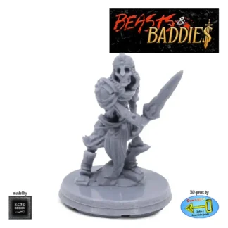 Skeleton with Sword (Beasts & Baddies V2, 3D print, resin)