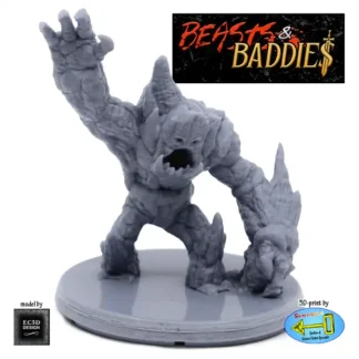 Earth Elemental (Beasts & Baddies V2, 3D print, resin)