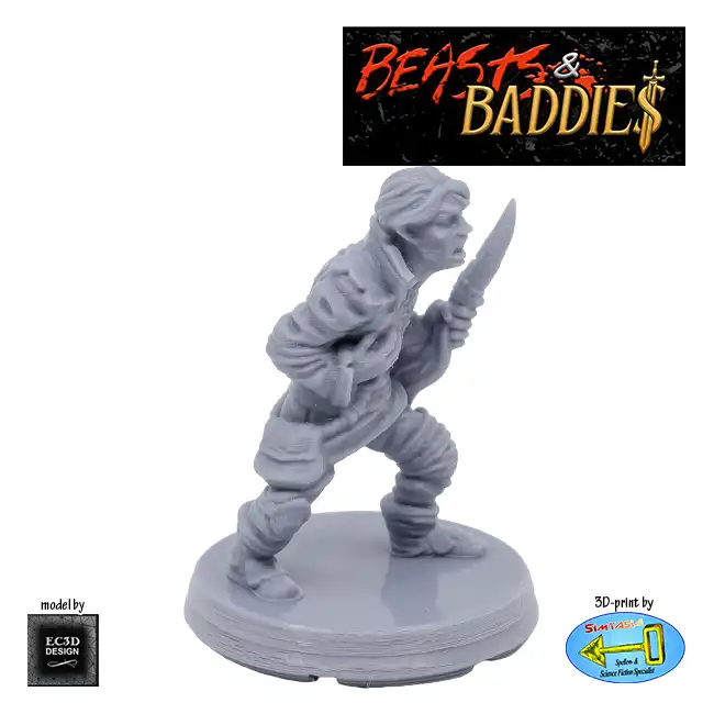 Male Human Cutpurse (Beasts & Baddies V2, 3D print, resin) - Afbeelding 3