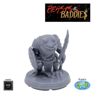 FrogFolk with Spear (Beasts & Baddies V2, 3D print, resin)