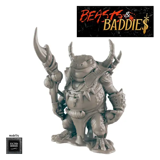 FrogFolk Chieftain (Beasts & Baddies V2, 3D print, resin) - Afbeelding 4