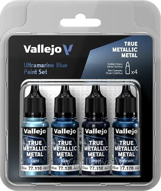 Ultramarine Blue, True Metallic Metal Paint Set (4x18 ml)