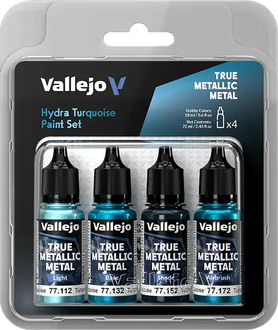 Hydra Turquoise,True Metallic Metal Paint Set (4x18 ml)