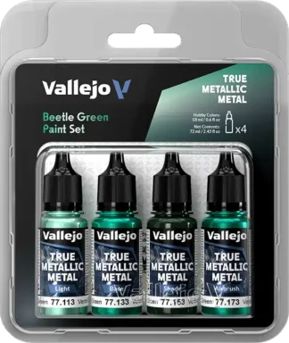 Beetle Green,True Metallic Metal Paint Set (4x18 ml)