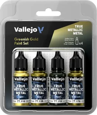 Greenish Gold,True Metallic Metal Paint Set (4x18 ml)