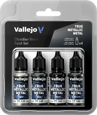Obsidian Black,True Metallic Metal Paint Set (4x18 ml)