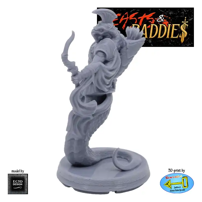 Snakeperson Archer (Beasts & Baddies V2, 3D print, resin) - Afbeelding 2