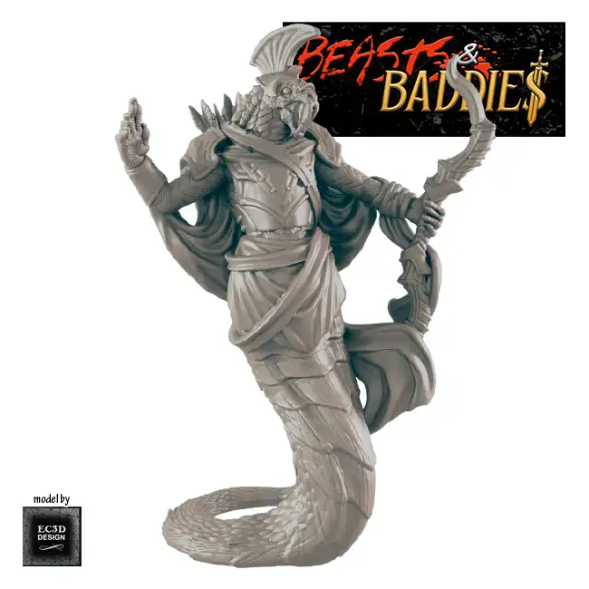 Snakeperson Archer (Beasts & Baddies V2, 3D print, resin) - Afbeelding 4