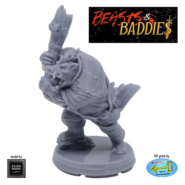 Wereboar (Beasts & Baddies V2, 3D print, resin) - Afbeelding 2