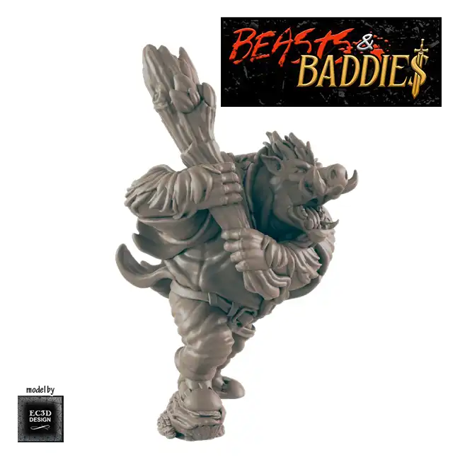 Wereboar (Beasts & Baddies V2, 3D print, resin) - Afbeelding 5