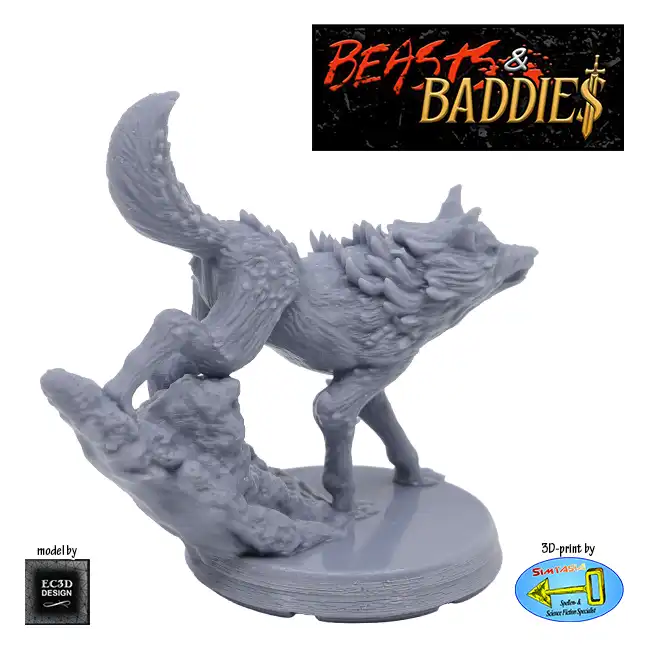 Wolf 3 (Beasts & Baddies V2, 3D print, resin) - Afbeelding 2